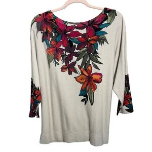 Chicos Touch of Cashmere floral rayon sweater 3/4 sleeve
